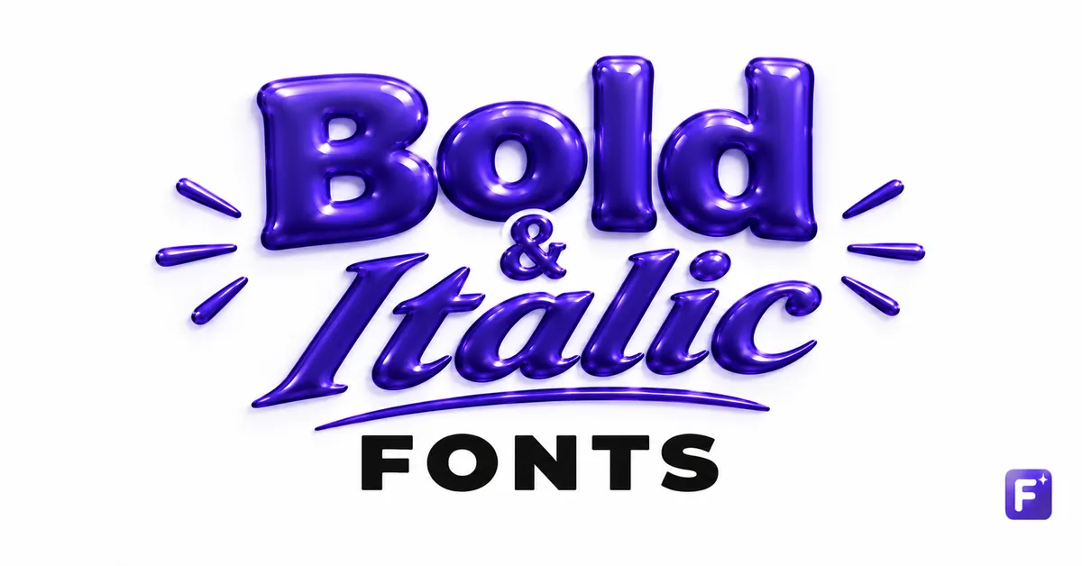 Purple Bold and Italic Fonts lettering with the Fonti mark on a white background.