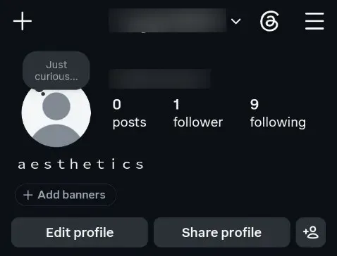 Instagram profile showing a fullwidth bio line on a live account