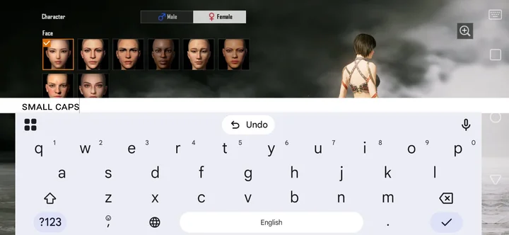 The PUBG Mobile name field on a Redmi A2+ holding a name in small caps