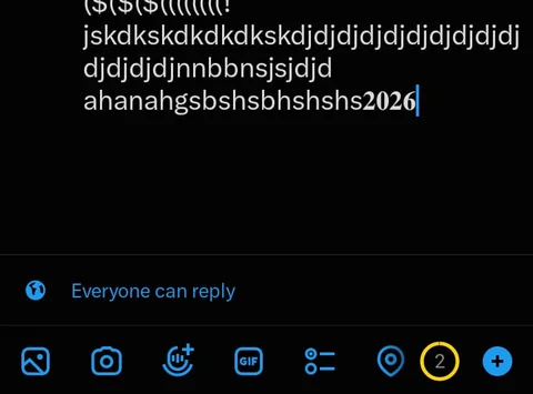 X post box after four bold digits are typed, counter reading 2